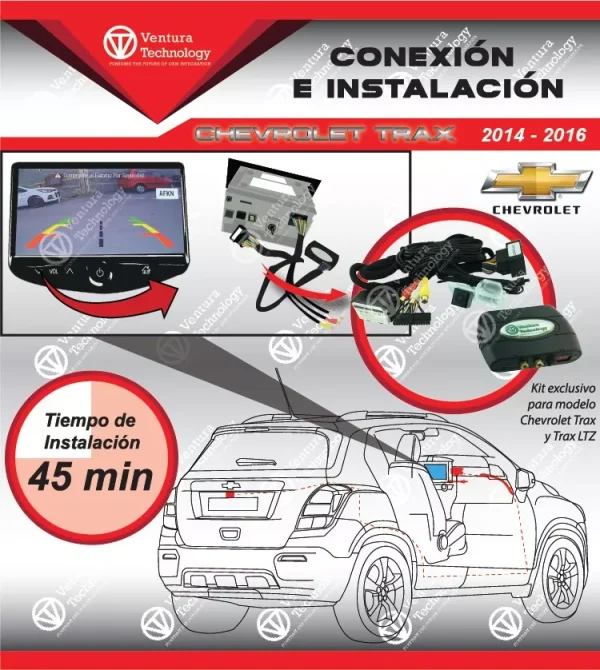 Kit De Camara De Reversa Para Chevrolet Trax 2014 - 2016 KCR - Imagen 2
